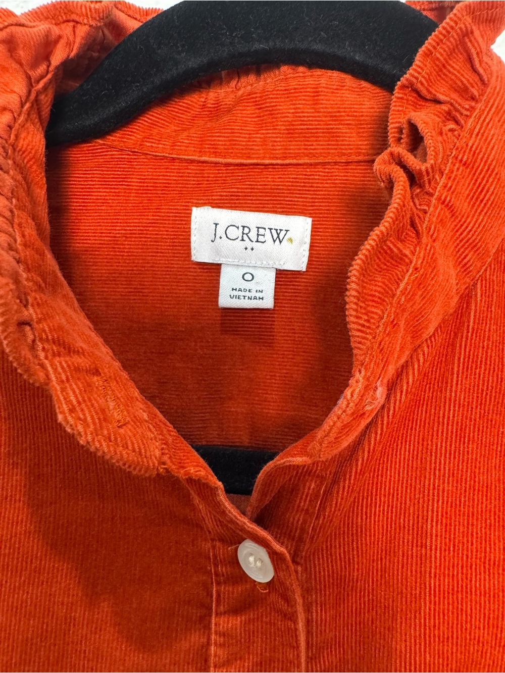 J.Crew Womens 0 Orange Corduroy Shirt Dress Ruffle Collar Belted 100% Cotton - Picture 3 of 10